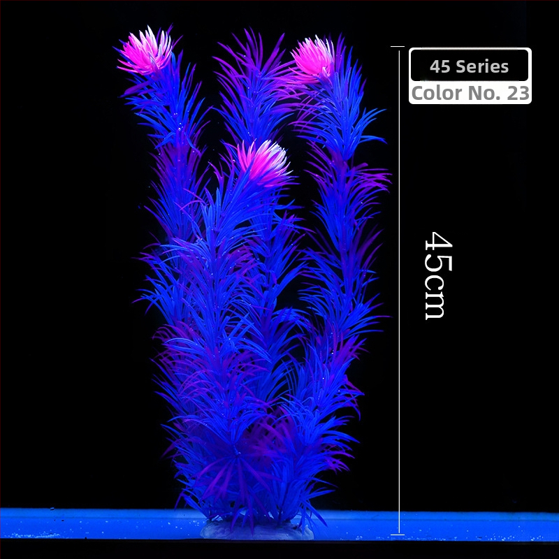 Akvaariumi dekoratiivne veemuru akvaariumi maastikukomplekt pehme veemuru plastmuru tagantvaade suur kõrge roheline muru