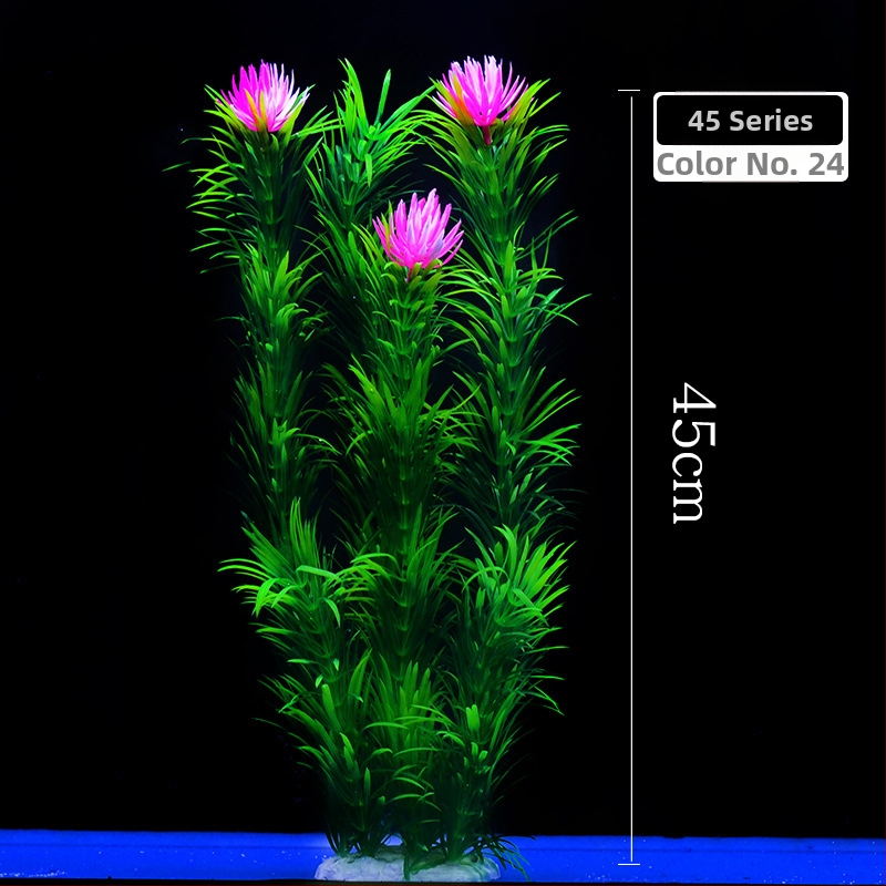 Akvaariumi dekoratiivne veemuru akvaariumi maastikukomplekt pehme veemuru plastmuru tagantvaade suur kõrge roheline muru