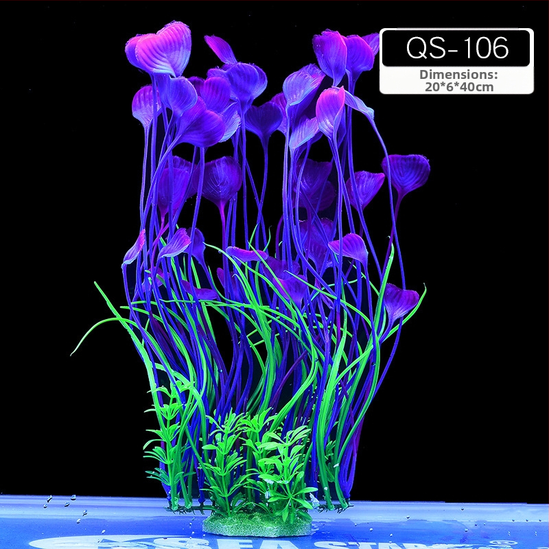 Akvaariumi dekoratiivne veemuru akvaariumi maastikukomplekt pehme veemuru plastmuru tagantvaade suur kõrge roheline muru