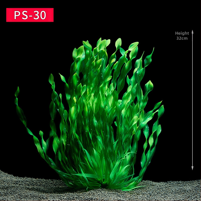 Akvaariumi dekoratiivne veemuru akvaariumi maastikukomplekt pehme veemuru plastmuru tagantvaade suur kõrge roheline muru