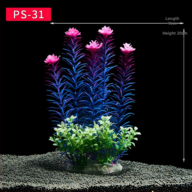 Akvaariumi dekoratiivne veemuru akvaariumi maastikukomplekt pehme veemuru plastmuru tagantvaade suur kõrge roheline muru