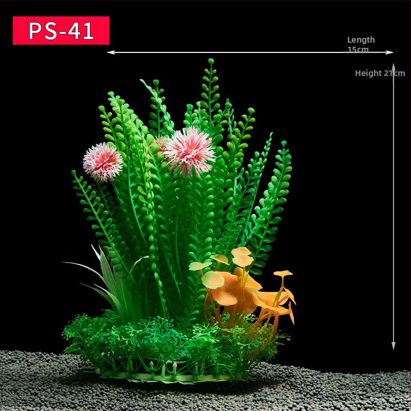 Akvaariumi dekoratiivne veemuru akvaariumi maastikukomplekt pehme veemuru plastmuru tagantvaade suur kõrge roheline muru