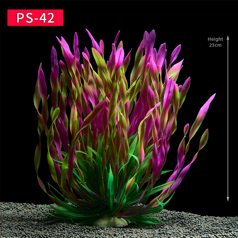 Akvaariumi dekoratiivne veemuru akvaariumi maastikukomplekt pehme veemuru plastmuru tagantvaade suur kõrge roheline muru