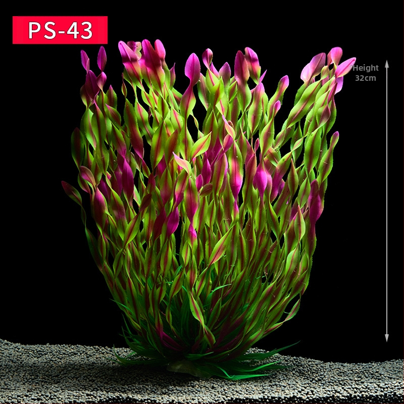 Akvaariumi dekoratiivne veemuru akvaariumi maastikukomplekt pehme veemuru plastmuru tagantvaade suur kõrge roheline muru