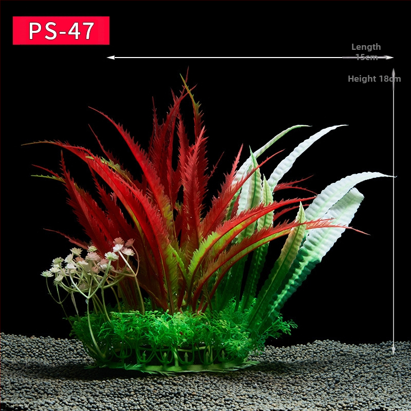 Akvaariumi dekoratiivne veemuru akvaariumi maastikukomplekt pehme veemuru plastmuru tagantvaade suur kõrge roheline muru