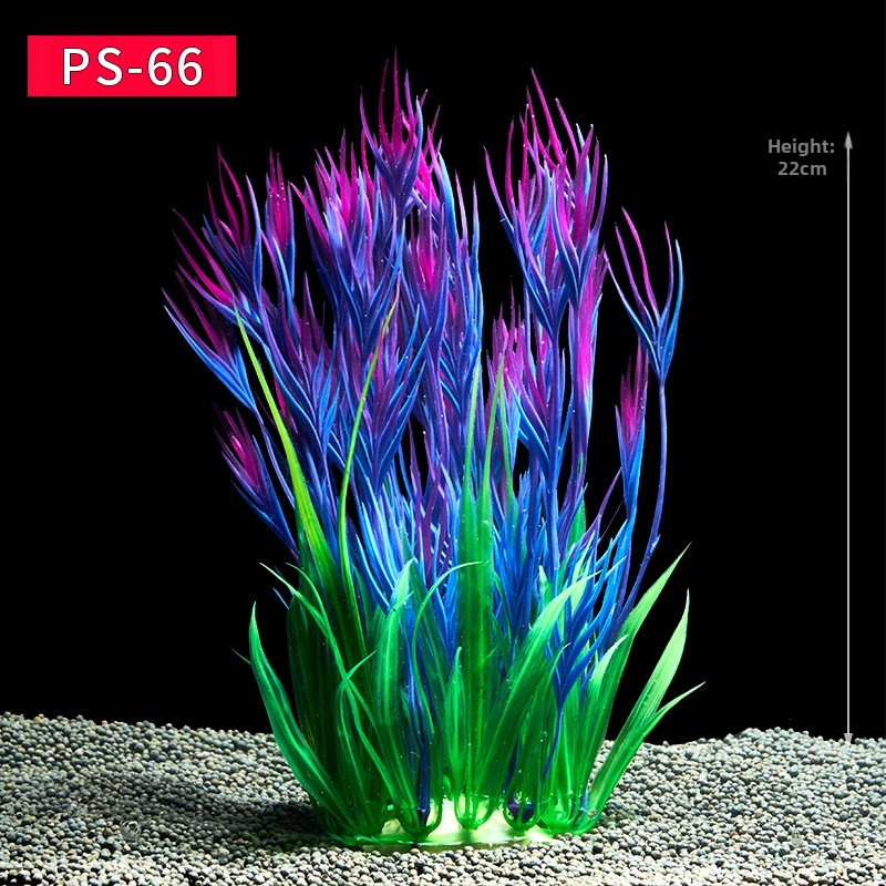 Akvaariumi dekoratiivne veemuru akvaariumi maastikukomplekt pehme veemuru plastmuru tagantvaade suur kõrge roheline muru