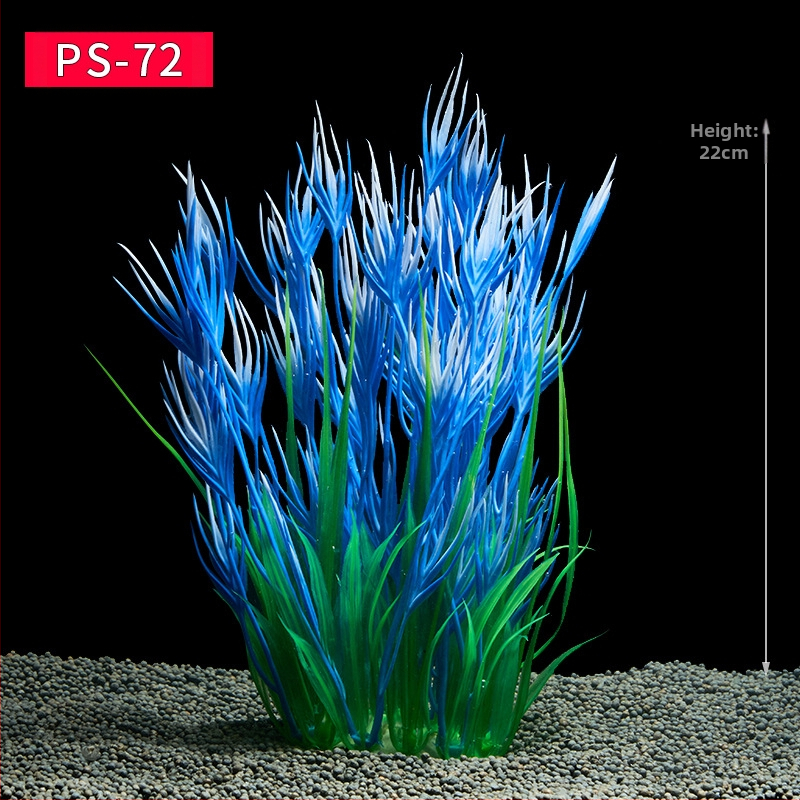 Akvaariumi dekoratiivne veemuru akvaariumi maastikukomplekt pehme veemuru plastmuru tagantvaade suur kõrge roheline muru