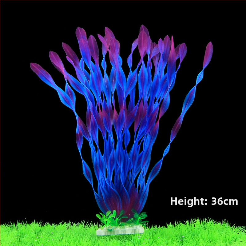 Akvaariumi dekoratiivne veemuru akvaariumi maastikukomplekt pehme veemuru plastmuru tagantvaade suur kõrge roheline muru