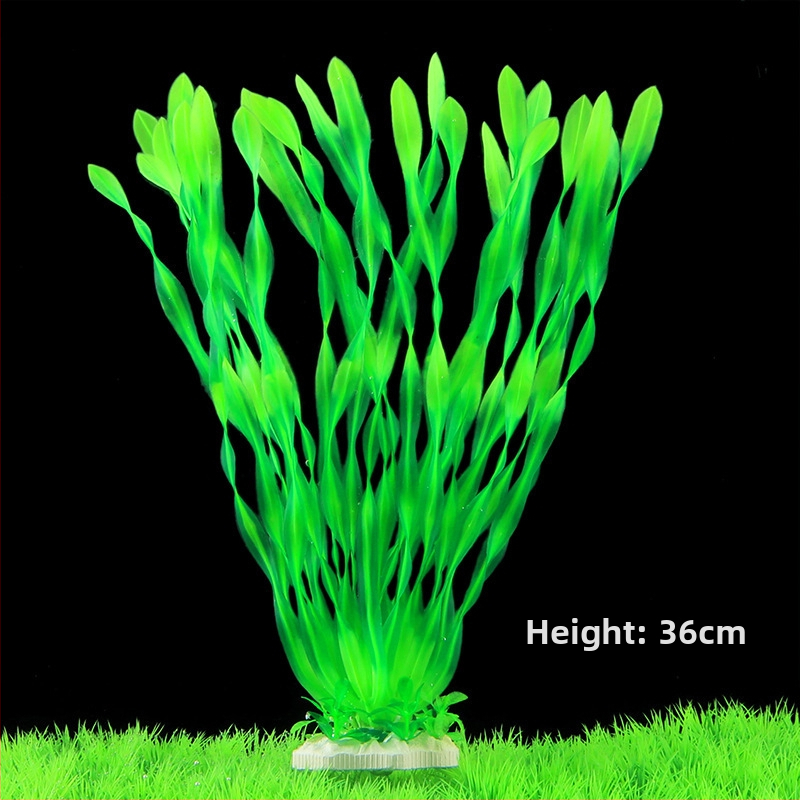 Akvaariumi dekoratiivne veemuru akvaariumi maastikukomplekt pehme veemuru plastmuru tagantvaade suur kõrge roheline muru