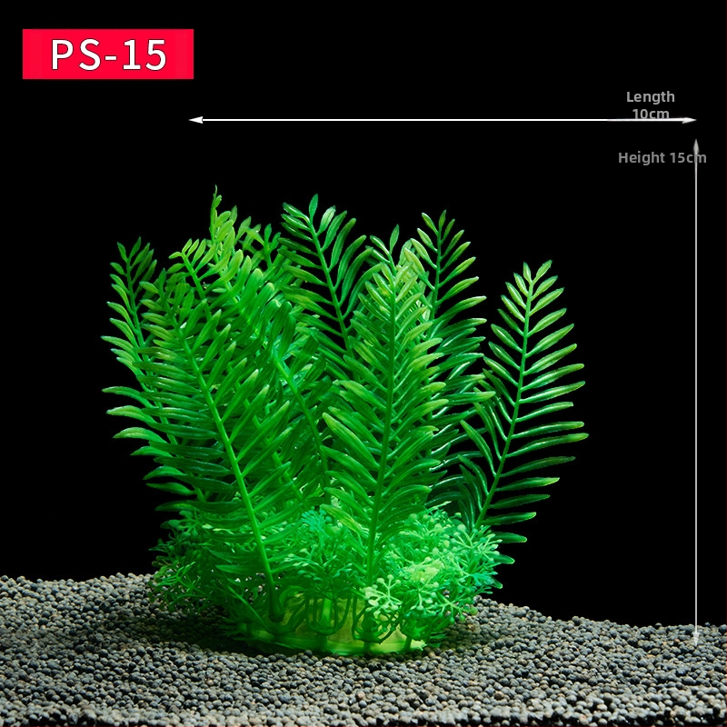 Akvaariumi dekoratiivne veemuru akvaariumi maastikukomplekt pehme veemuru plastmuru tagantvaade suur kõrge roheline muru