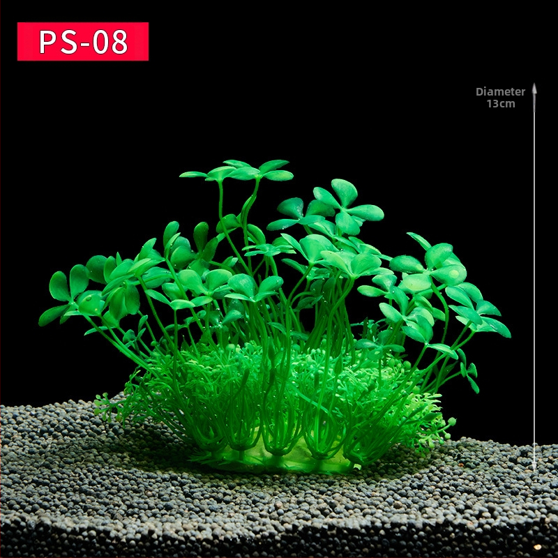 Akvaariumi dekoratiivne veemuru akvaariumi maastikukomplekt pehme veemuru plastmuru tagantvaade suur kõrge roheline muru