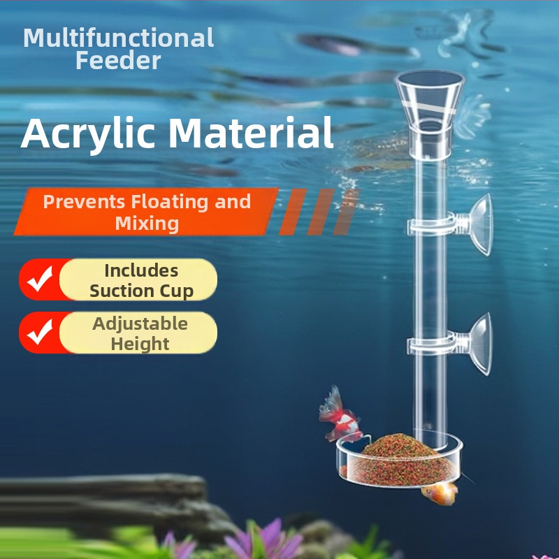 Zivju barības zivju akvārija barotava akrila maza fiksēta punkta barošanas caurule grimstoša pretdreifēšanas barošanas ierīce zivju akvārija barošanas caurule