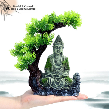 Akvaariumi kunstvaigust dekoratiivsed haljastuskaunistused kalapaak iidne Buddha kuju kiviktaimla kivist kuju maastik mikromaastik kalapaagi haljastus