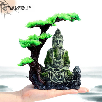 Akvaariumi kunstvaigust dekoratiivsed haljastuskaunistused kalapaak iidne Buddha kuju kiviktaimla kivist kuju maastik mikromaastik kalapaagi haljastus