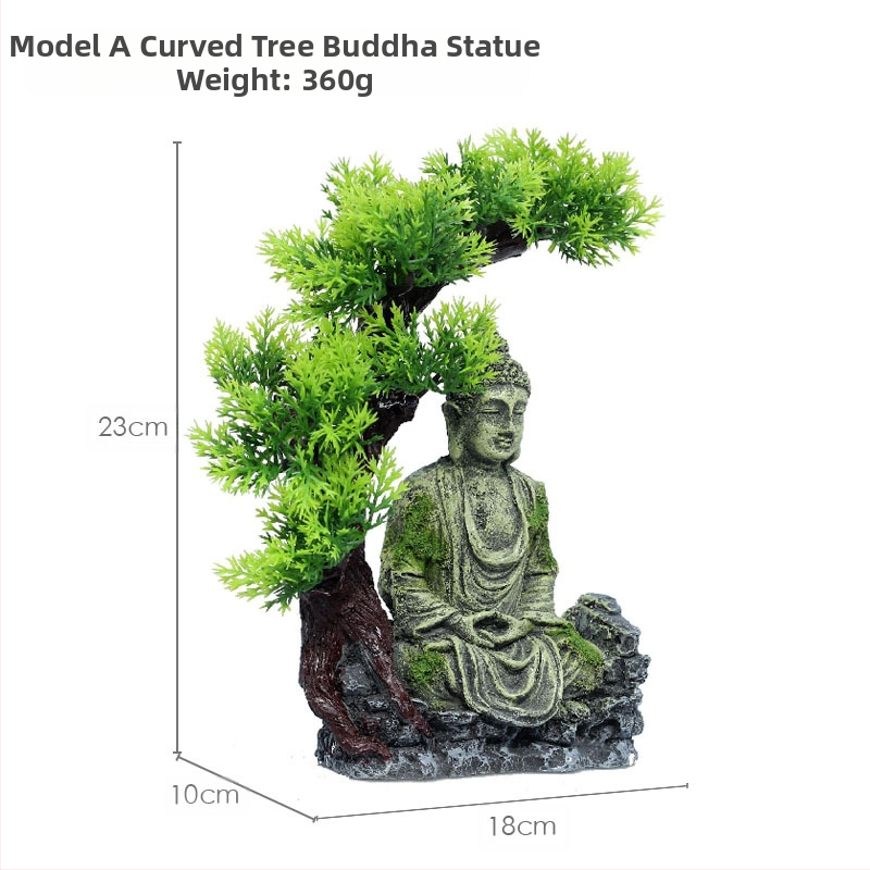 Akvaariumi kunstvaigust dekoratiivsed haljastuskaunistused kalapaak iidne Buddha kuju kiviktaimla kivist kuju maastik mikromaastik kalapaagi haljastus