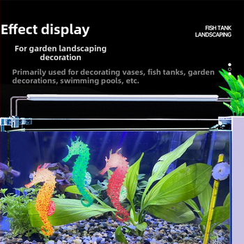 Nauji žuvų bako kraštovaizdžio dekoracijos, šviečiantys dirbtiniai jūrų arkliukų kraštovaizdžio akvariumo dirbtiniai fluorescenciniai silikoniniai jūrų arkliukai, didmeninė prekyba