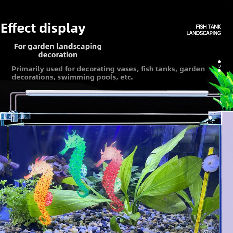 Нови декорации за озеленяване на аквариум, светещ изкуствен морски кон, пейзаж, аквариум, изкуствен флуоресцентен силиконов морски кон на едро