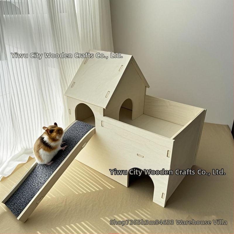 Hamsteri kahekihiline suur villa, hamstri platvorm, puidust lemmiklooma mänguasi, hamstri talvine magamispesa, puidust redel
