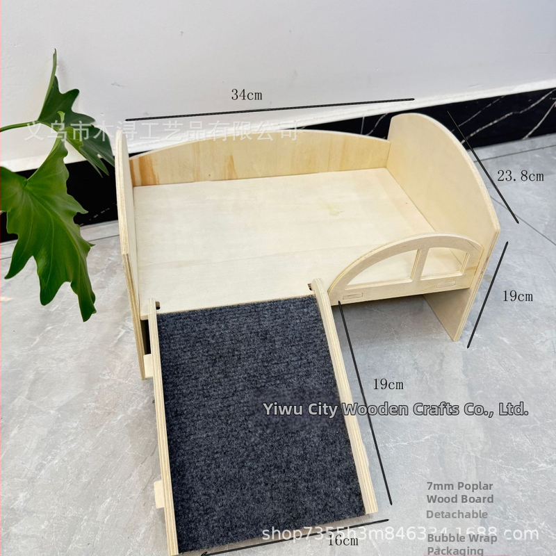 Двуслойна голяма вила за хамстери, платформа за хамстери, дървена играчка за домашни любимци, зимно гнездо за спане за хамстери, дървена стълба за домашни любимци