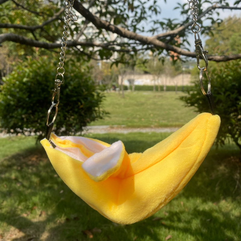 Mažas žiurkėno banano formos medvilninis lizdas, šiltas pakabinamas hamakas-pakabinamas lizdas žiemai, mėnulio formos valties formos pakabinama sūpynės lova