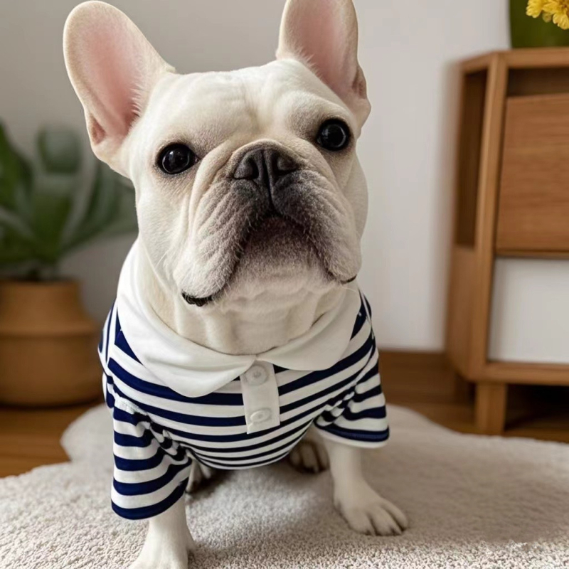 Раирана риза поло риза кученце домашен любимец котка лято тънко плюшено мече малко куче котка котка пролет и лято