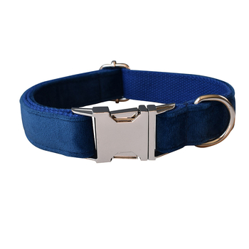 Μπλε βελούδινο κολάρο σκύλου, σχοινί σκύλου, δαχτυλίδι λαιμού για κατοικίδια, κράμα αγκράφα, εργοστάσιο άμεσης διασυνοριακής προμήθειας κατοικίδιων ζώων, τρίχα