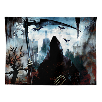 Tarpvalstybinis Helovino moliūgas „Niūrios pjaunamosios“ serijos gobeleno fonas, audinys, sienų tapyba, gobelenas, pakabinamas audinys, paveikslas, paplūdimio rankšluostis, staltiesė, iliustracija