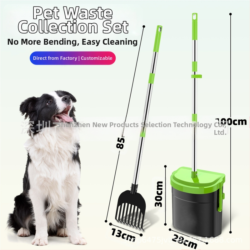 Уред за събиране на домашни екскременти, кофа за екскременти, лопатка, комплект гребла, уред за събиране на кучешки екскременти, удобен уред за разходка на куче, уред за събиране на екскременти