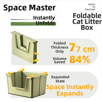 Πτυσσόμενη ανοιχτή τουαλέτα για γάτες, λεκάνη άμμου γάτας με αντιπυέλωμα, εύκολη στον καθαρισμό, πτυσσόμενη λεκάνη άμμου γάτας μεγάλου χώρου