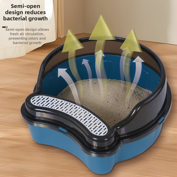 Μεγάλη τουαλέτα γάτας, ημικλειστή, αντιπυρετική, ψηλή, αντιθαμβωτική, άμμος για γάτες, αφαιρούμενη και πλενόμενη άμμος για γάτες