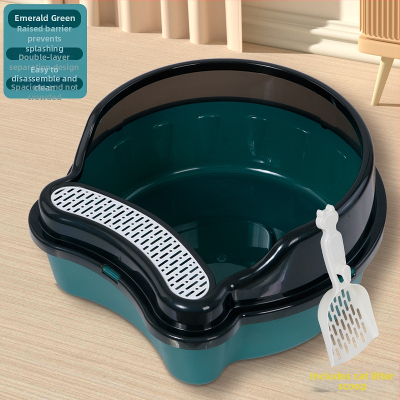 Toaletă pentru pisici mari, semi-închisă, anti-stropire, gard înalt, litiera pentru pisici, toaletă pentru pisici, detașabilă și lavabilă, litiera pentru pisici