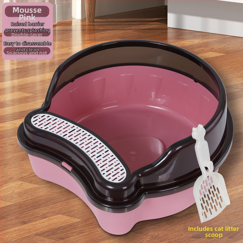 Toaletă pentru pisici mari, semi-închisă, anti-stropire, gard înalt, litiera pentru pisici, toaletă pentru pisici, detașabilă și lavabilă, litiera pentru pisici