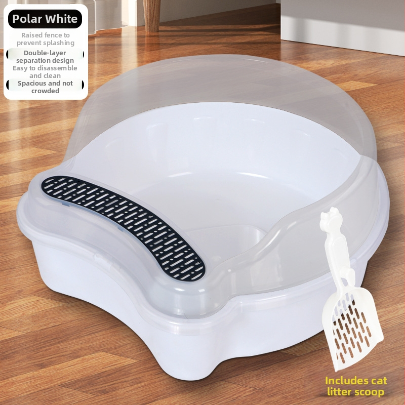 Toaletă pentru pisici mari, semi-închisă, anti-stropire, gard înalt, litiera pentru pisici, toaletă pentru pisici, detașabilă și lavabilă, litiera pentru pisici
