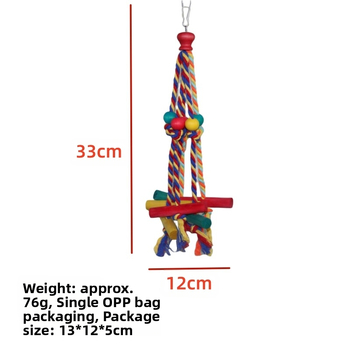 Παιχνίδι πουλιών παιχνίδι παπαγάλος βαμβακερό σχοινί χρωματιστές χάντρες ξύλινο μπλοκ κορδόνι τσιμπήματος ανακούφιση από μπουκιά ανακούφιση από τρίχες τσιμπήματος παιχνίδι πουλιών σε απόθεμα