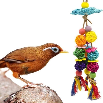 Παιχνίδι για δάγκωμα παπαγάλου, αξεσουάρ κλουβιού πουλιών, είδη πουλιών, σκεύη, μπάλα από μπαμπού, πεντάκτινο αστέρι, ξύλινο παιχνίδι πουλιών