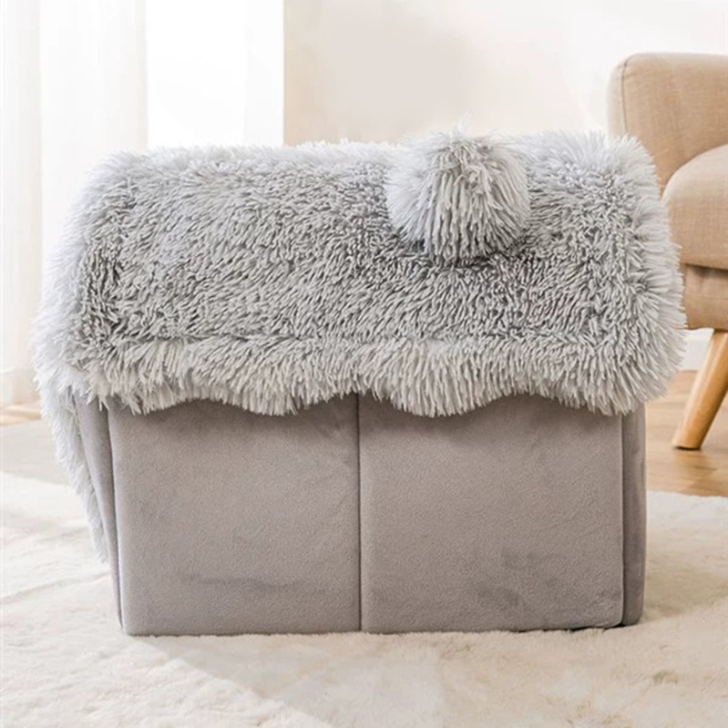 Универсална снежна кадифена къща за развъдник Four Seasons, плюшено подвижно, перещо се, есенно и зимно гнездо за домашни любимци, къщичка за котки, къщичка за кучета на едро