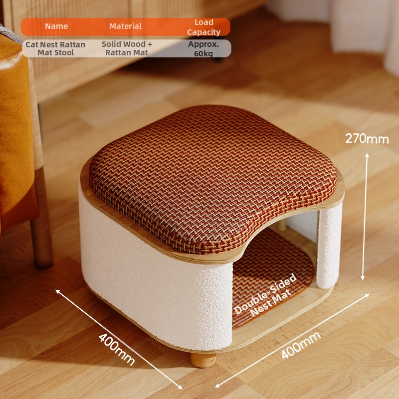 Ljetna mačja stolica za ljude i mačke, pogodna za sva godišnja doba, kućica za male mačiće, prostirka od punog drva, oprema za kućne ljubimce za mačke