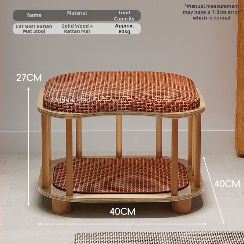 Ljetna mačja stolica za ljude i mačke, pogodna za sva godišnja doba, kućica za male mačiće, prostirka od punog drva, oprema za kućne ljubimce za mačke