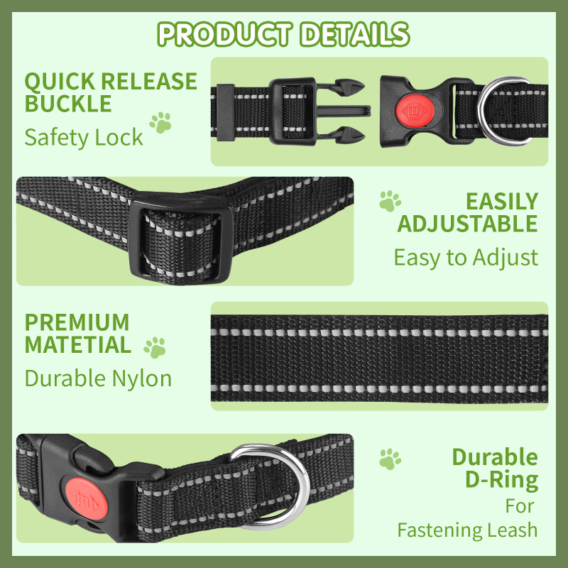 Amazon Novi podesivi reflektirajući prsten za vrat za pse protiv bijega, materijal za ronjenje za male i srednje pse, ogrlica za kućne ljubimce, veleprodaja