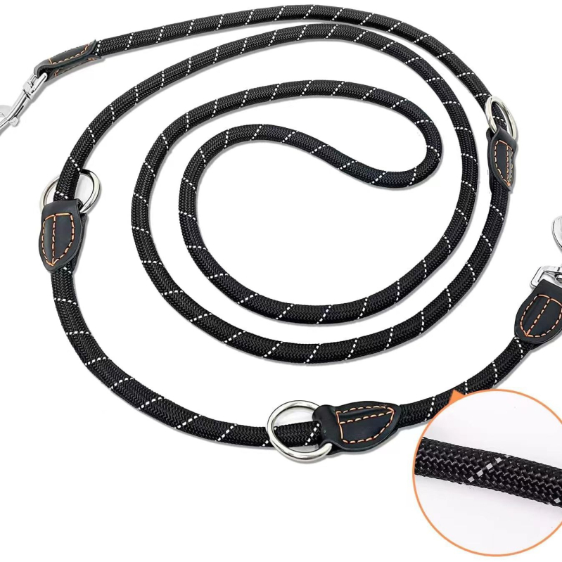 Σχοινί νάιλον μονής έλξης με δύο κεφαλές, σχοινί νάιλον μονής έλξης με δύο κεφαλές, ανακλαστικό σχοινί για σκύλους με διπλό γάντζο, σχοινί για σκύλους με δύο κεφαλές