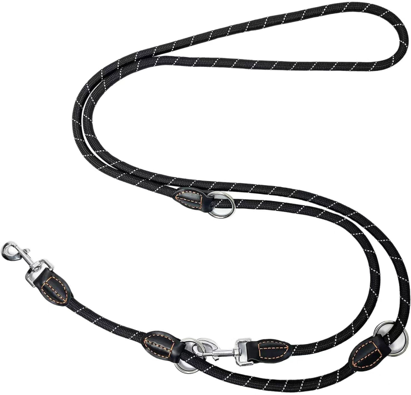 Σχοινί νάιλον μονής έλξης με δύο κεφαλές, σχοινί νάιλον μονής έλξης με δύο κεφαλές, ανακλαστικό σχοινί για σκύλους με διπλό γάντζο, σχοινί για σκύλους με δύο κεφαλές