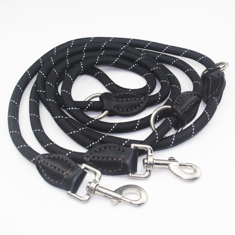 Σχοινί νάιλον μονής έλξης με δύο κεφαλές, σχοινί νάιλον μονής έλξης με δύο κεφαλές, ανακλαστικό σχοινί για σκύλους με διπλό γάντζο, σχοινί για σκύλους με δύο κεφαλές