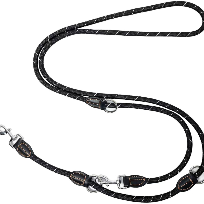 Σχοινί νάιλον μονής έλξης με δύο κεφαλές, σχοινί νάιλον μονής έλξης με δύο κεφαλές, ανακλαστικό σχοινί για σκύλους με διπλό γάντζο, σχοινί για σκύλους με δύο κεφαλές