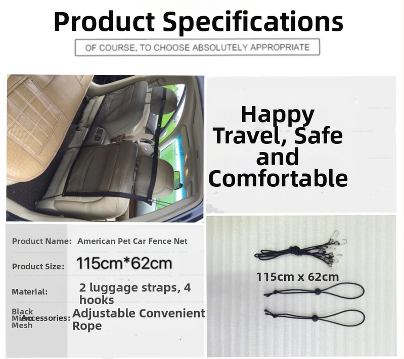 Amazon USA Station Hot Selling Car Dog Insulating Network Car Dog Barrier Network Car Dog Barrier Network Rear Seat Dog Barrier Network