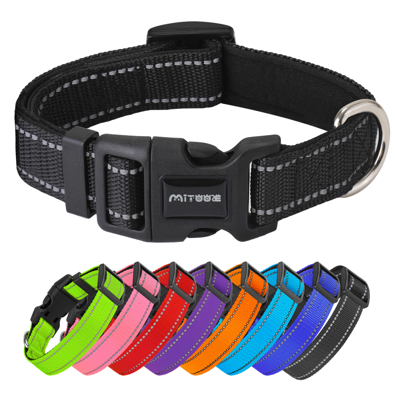 Prekogranična vruća najlonska reflektirajuća podesiva podstavljena ogrlica za pse u boji srednje i velike ogrlice za kućne ljubimce