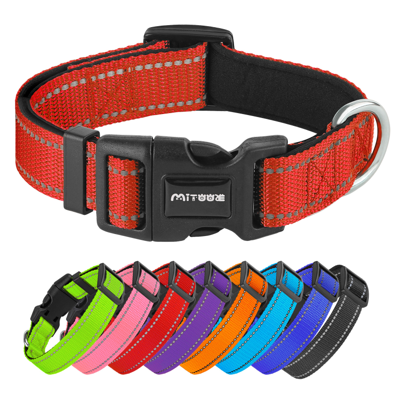 Prekogranična vruća najlonska reflektirajuća podesiva podstavljena ogrlica za pse u boji srednje i velike ogrlice za kućne ljubimce