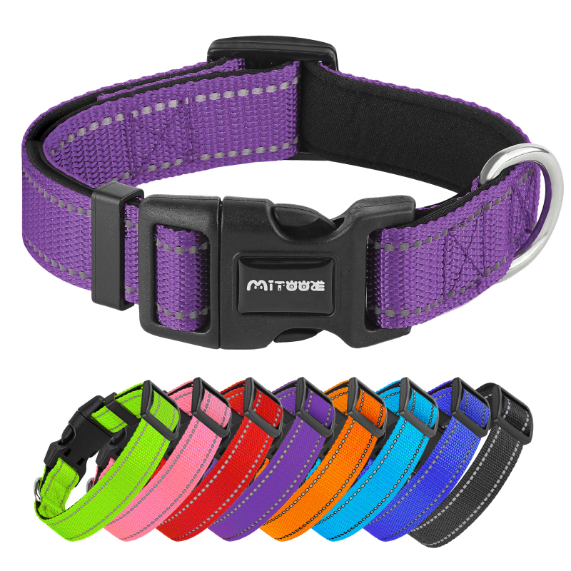 Prekogranična vruća najlonska reflektirajuća podesiva podstavljena ogrlica za pse u boji srednje i velike ogrlice za kućne ljubimce
