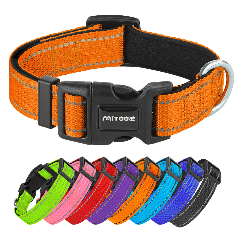 Prekogranična vruća najlonska reflektirajuća podesiva podstavljena ogrlica za pse u boji srednje i velike ogrlice za kućne ljubimce