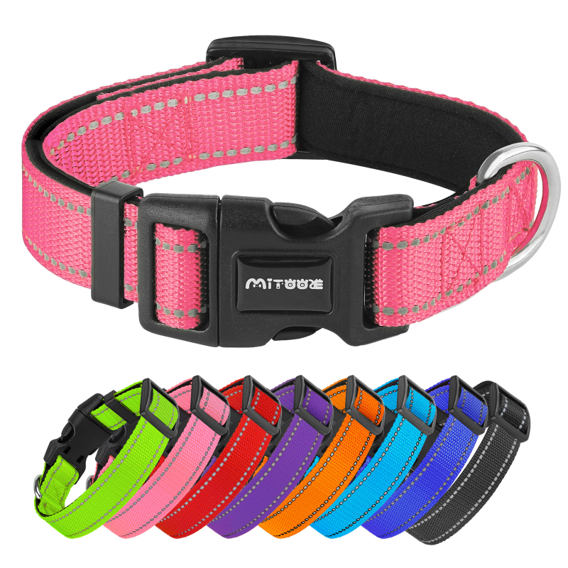 Prekogranična vruća najlonska reflektirajuća podesiva podstavljena ogrlica za pse u boji srednje i velike ogrlice za kućne ljubimce