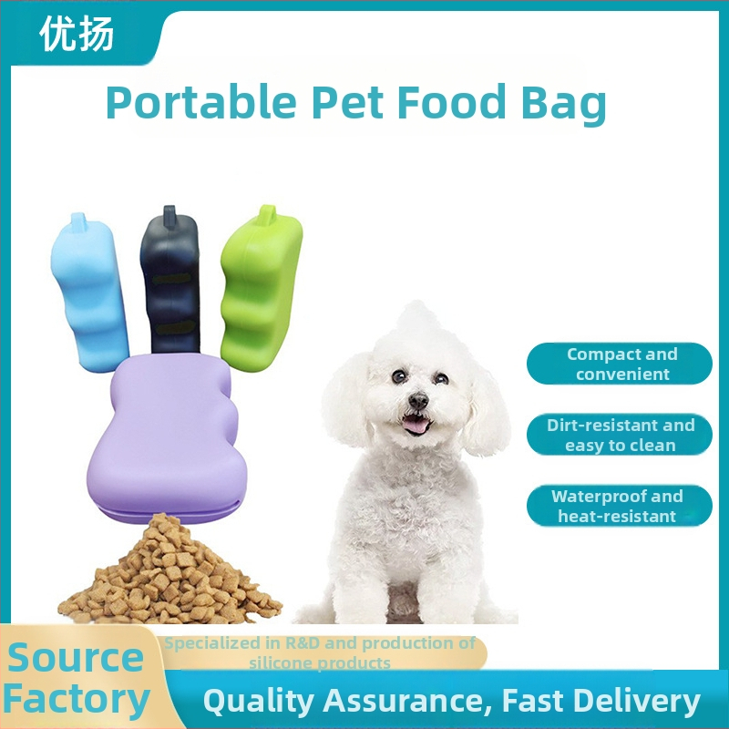 Silikonska vrećica za grickalice za kućne ljubimce, vrećica za hranjenje za dresuru pasa, vrećica za hranu za šetnju pasa na otvorenom, vrećica za grickalice za pse, prijenosna za vanjsku upotrebu